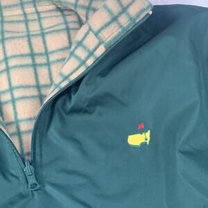 Masters Collection mens medium reversible plaid 1/4 zip jacket fleece green golf
